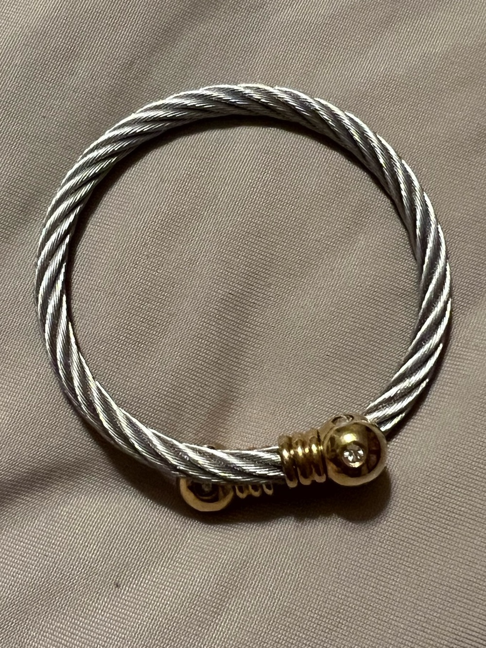 Two-Tone Twisted Cable Bracelet with Gold Accent - Silver and Gold
